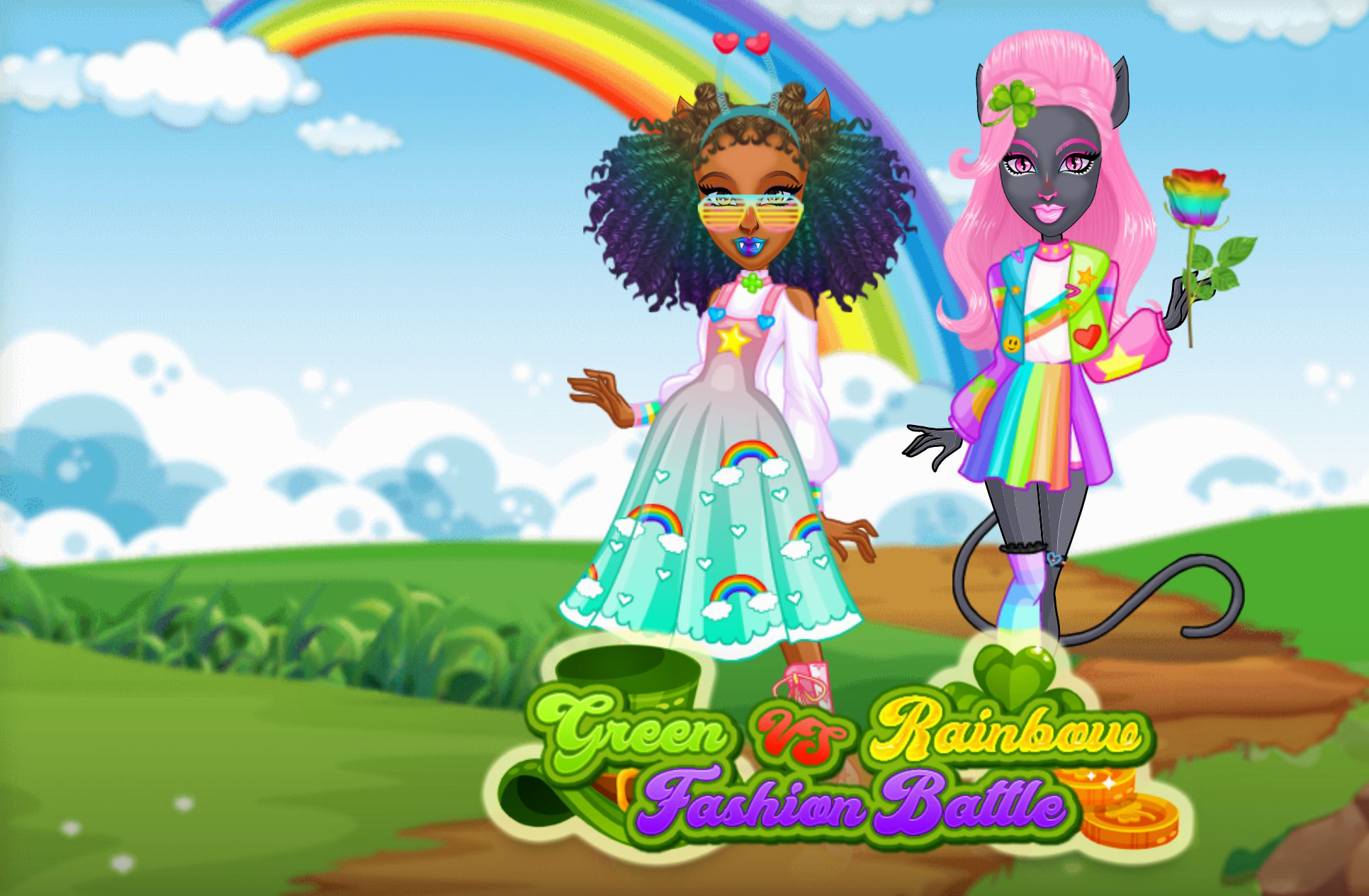 Green Vs Rainbow Fashion Battle